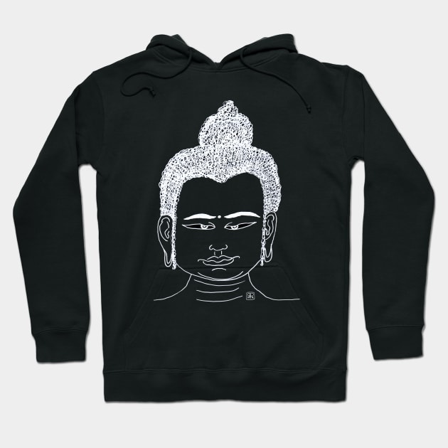 White Buddha head with the look Hoodie by Pragonette